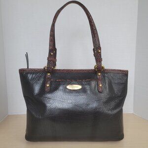 Brahmin Medium Arno Tuscan Black Brown Leather Shoulder Bag Tote